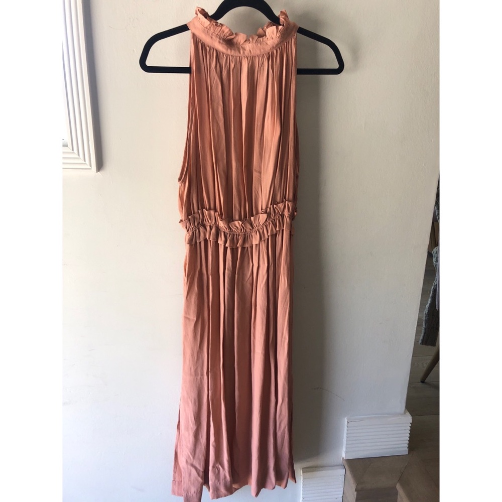 SWF Blush Pink High Neckline Ruffled Dress